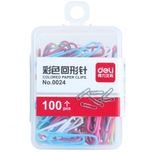 得力0024彩色回形针(3#塑盒）