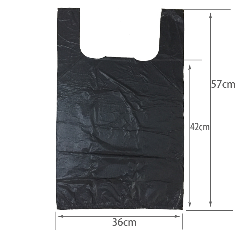 中号A354手提式垃圾袋黑胶袋(36CM宽,带耳,黑色,50个)