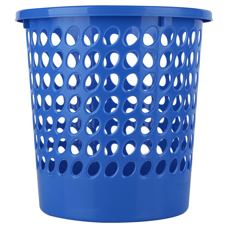 得力垃圾桶 耐用带卡扣垃圾桶 圆纸篓 9556 蓝色