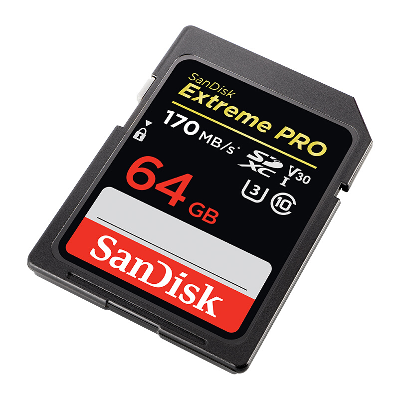 闪迪（SanDisk）64GB SD存储卡 U3 C10 V30 4K 超极速版 读速170MB/s 写速90MB/s 捕捉4K超高清