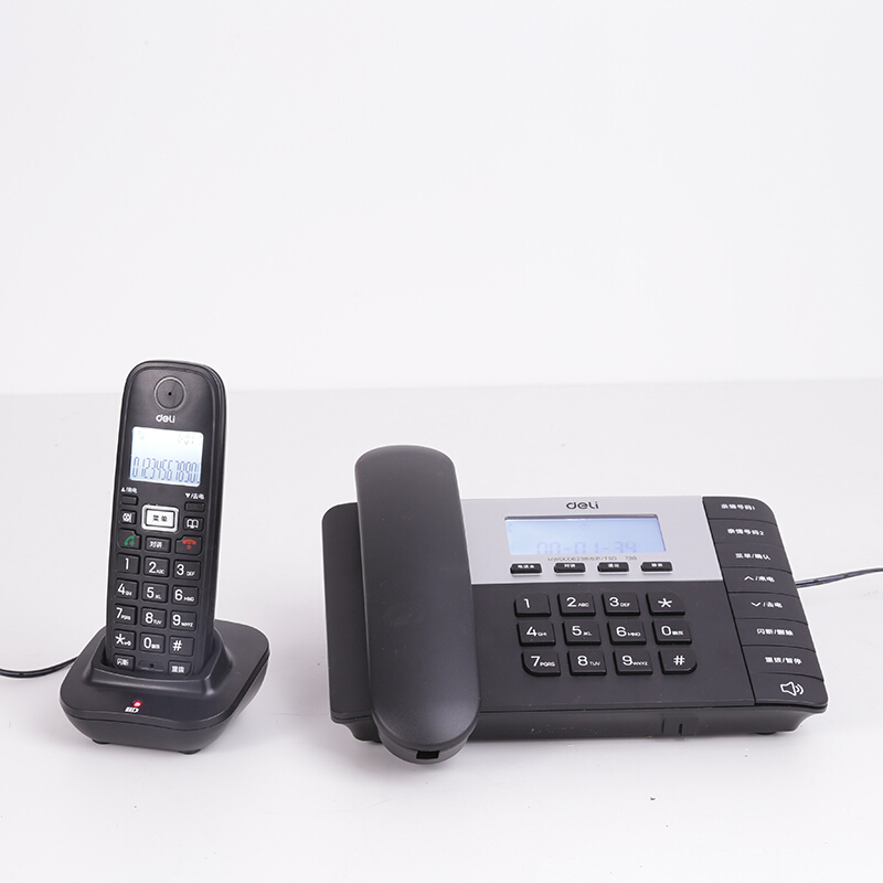 得力（deli)33886电话机座机 固定电话 子母机 停电可用 子机内部通话黑