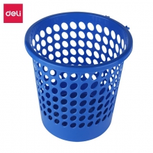 得力垃圾桶 耐用带卡扣垃圾桶 圆纸篓 9556 蓝色