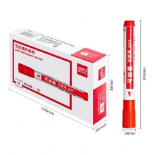 得力S507白板笔 可加墨白板笔 可擦易擦 红色 10支装