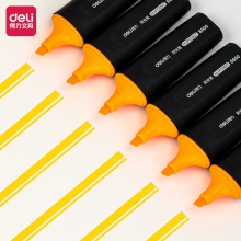 得力荧光笔 得力S600荧光笔 重点醒目标记笔 橙色 10支装
